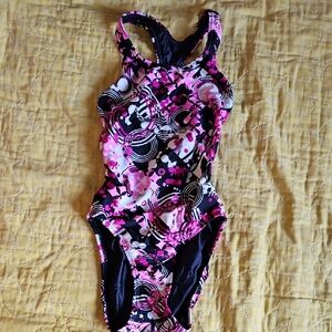 Speedo Pink and Black Women's One Piece Swimsuit